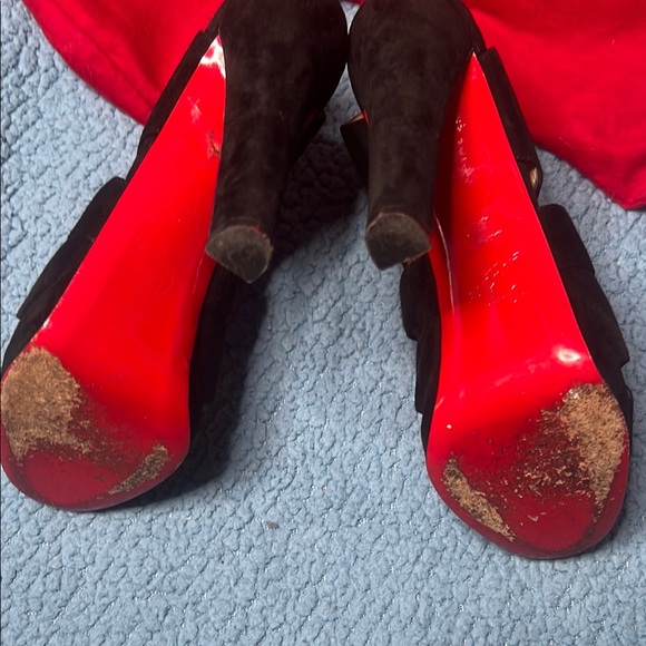 Christian Louboutin Black Stiletto Heels with Peep-Toe - Picture 8 of 10